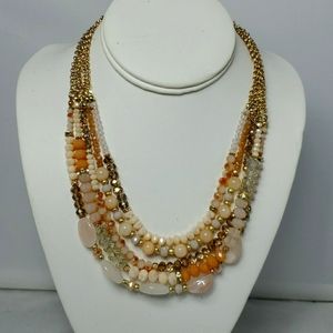 Ali Khan Multi-Strand Beaded Necklace – Peach/Gold  with gift box